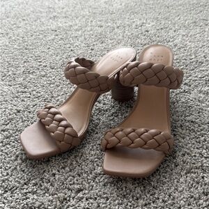 a new day Braided Double-Strap Block Heel Sandal in Taupe